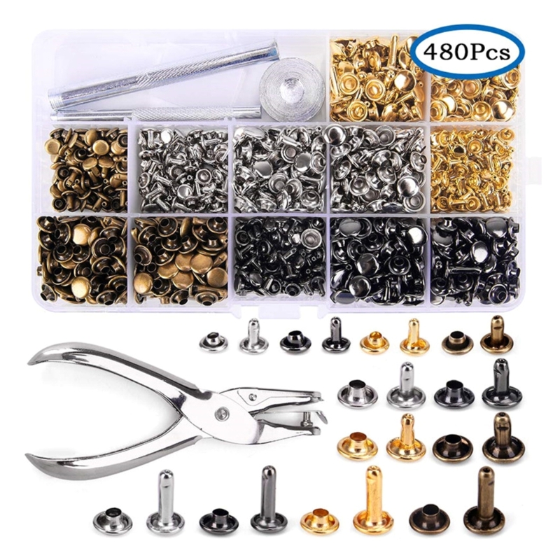 Rivet Setter Tool - 180 комплектов кожаных заклепок 6 мм/8